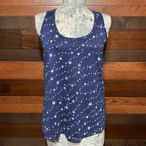 No Brand Tag Scoop Neck Navy Blue Star Pattern Tank Top